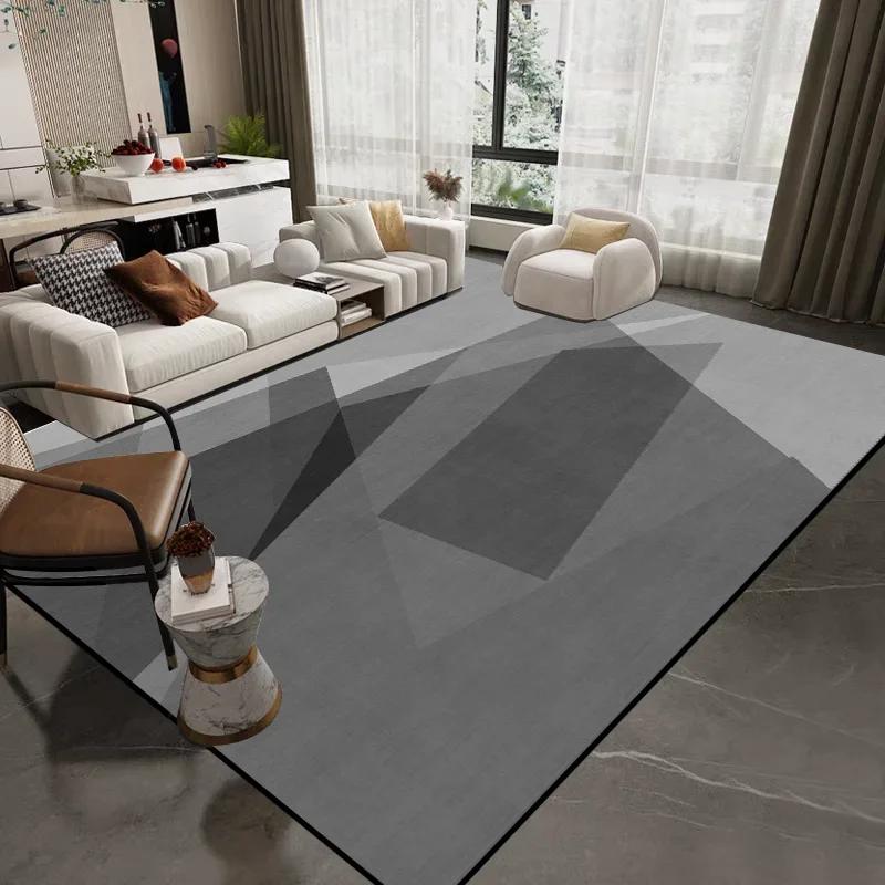 Grey Luxury Modern Carpet for Living Room Decoration Washable Rugs Bedroom Bedside Rug Anti Slip Cloakroom Floor Mat Large Size