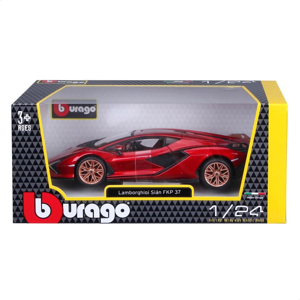 Bburago 1/25 Scale Lamborghini Sián FKP 37 2019 Red / Diecast Model Car, Finished Product, 18-21099 RD