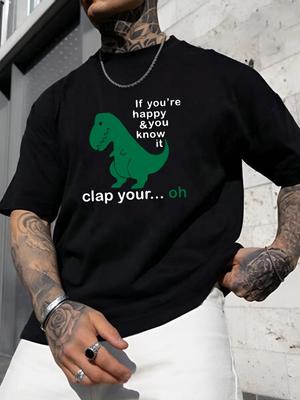 Herren Dino T-Shirt Lustig Wenn du glücklich bist & es weißt Rechtes Grafik-T-Shirt Top