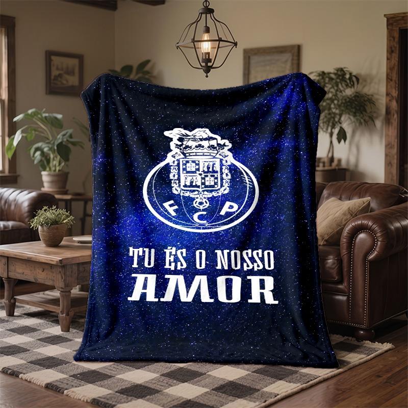 Coperta in Flanella con Stampa FC Porto Morbida e Calda Coperta da Divano/Letto per Casa Ufficio Camera da Letto