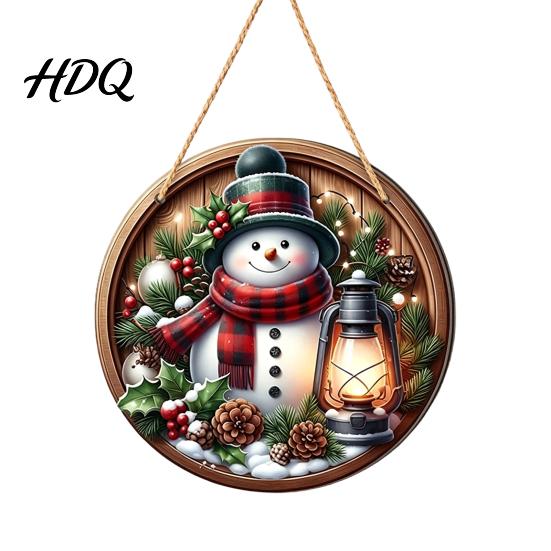 Traditional Xmas Tree Embellishments Wooden Christmas Hanging Pendant Snowman/Santa Claus/Gnome Ornament with Farmhouse Style Festive Signs Hemp Rope