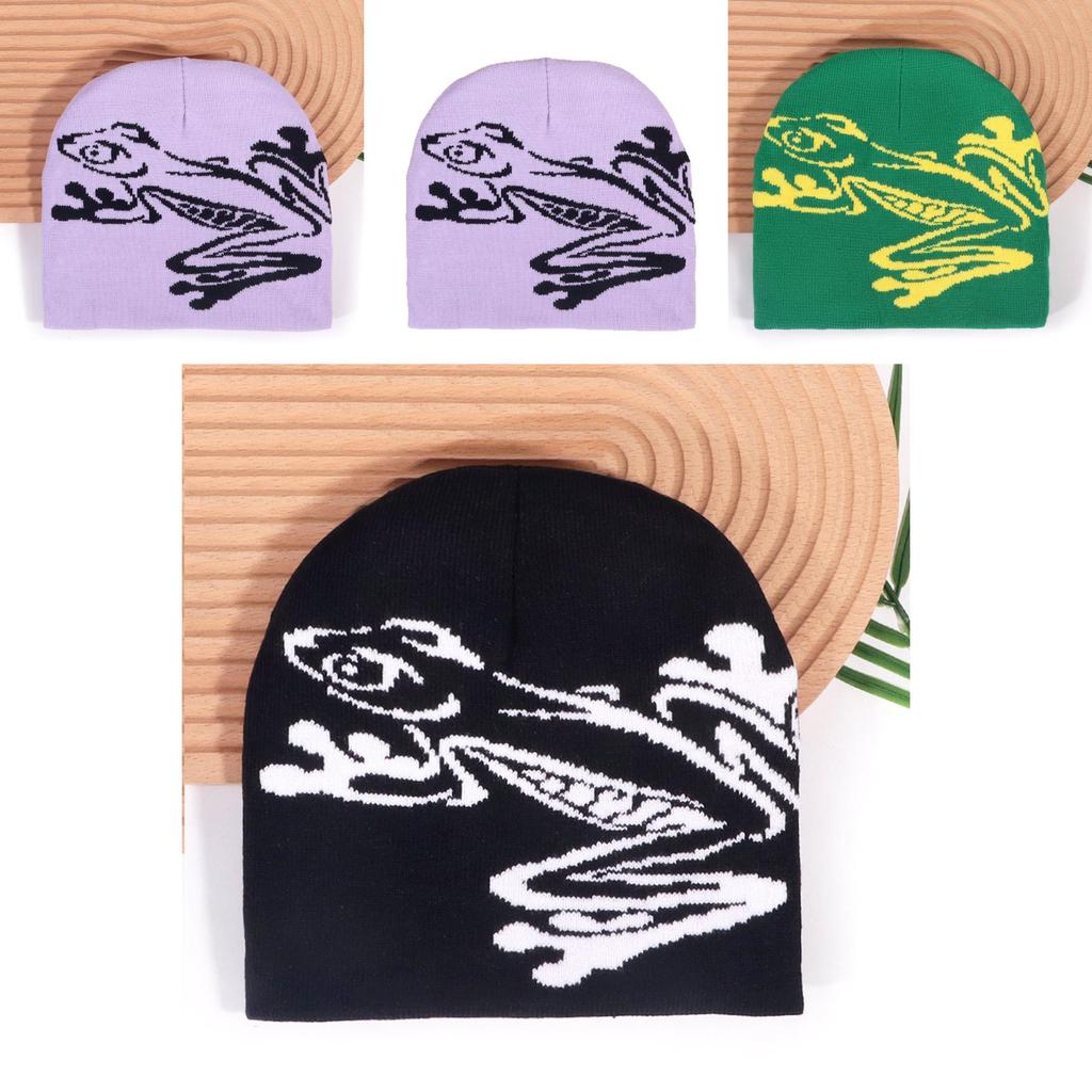 Knitted Frog Pattern Thermal Hat For Women And Men Winter Outdoor Wear