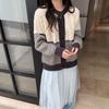 Vintage Striped Knitted Cardigan Women's Clothing Autumn and Winter New Round Neck Loose Casual Lazy Wind Sweater Jacket Women