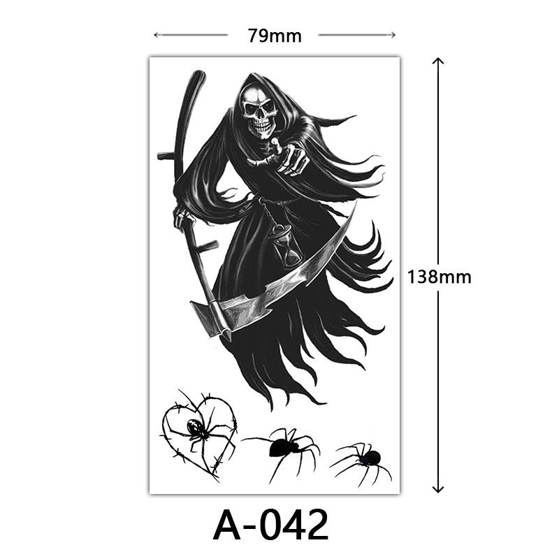 Halloween Tattoo Sticker, Skull Reaper Sickle, Black Bat Tombstone Pumpkin Tattoo