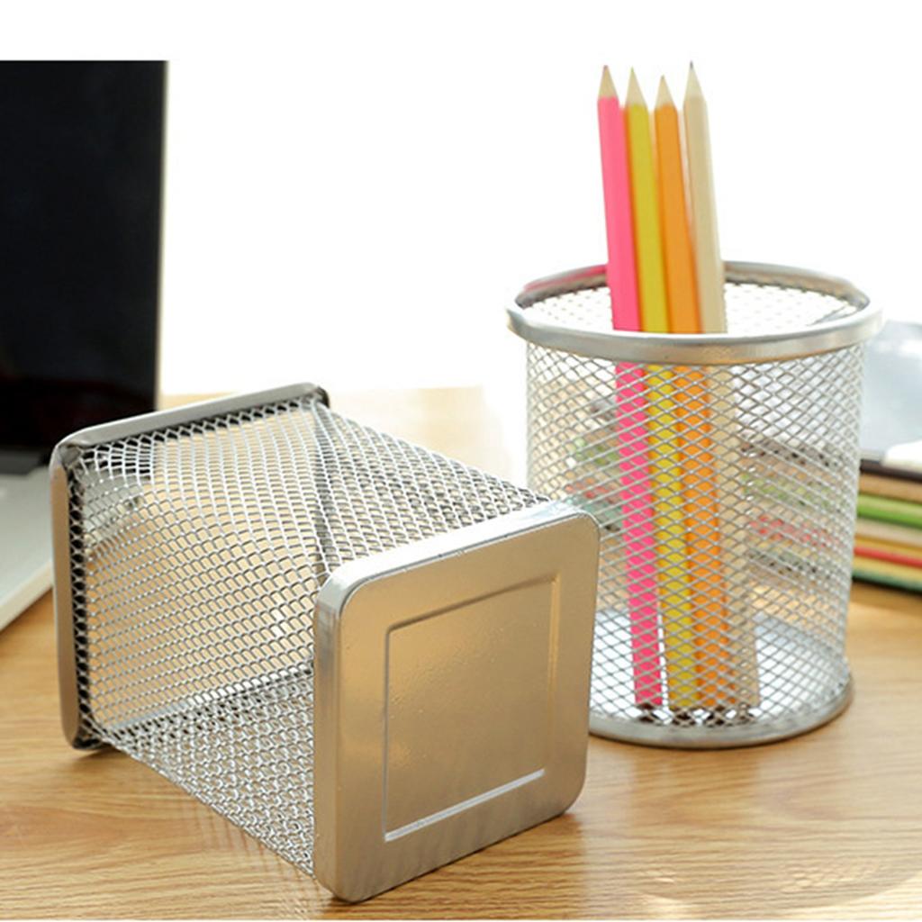 Pen Holder Rustproof Metal Pencil Holder Breathable Mesh Pen Holder Cup for Office Dormitory Library