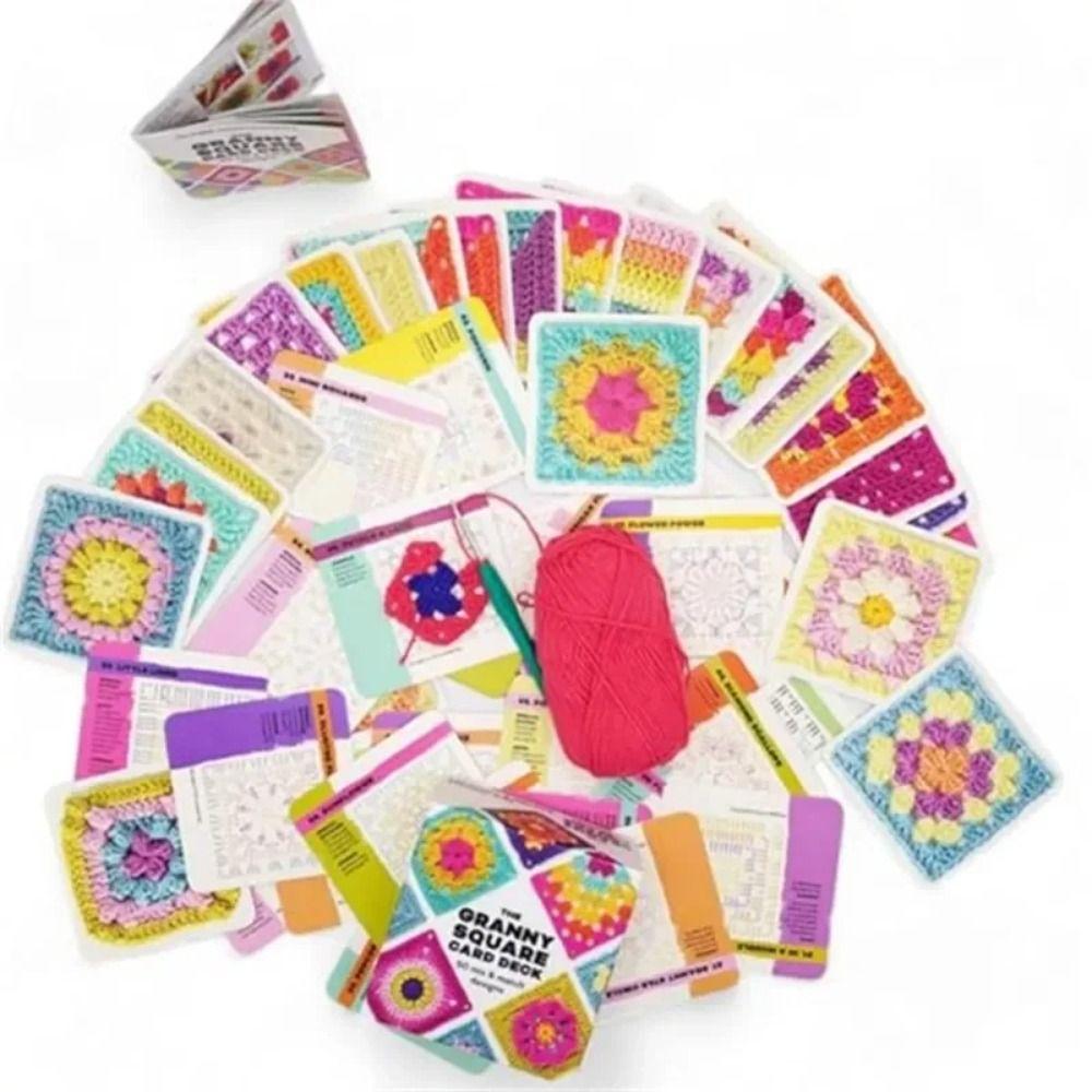 Wrapping Knitted Pattern Cards Set Braided Rope Knitting Kit Granny Square Card Deck  for Adults
