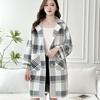 Fashion Faux Fur Coat Women Long Loose Plaid Blazer Jacket Thick Warm Cardigan Vintage Autumn Winter