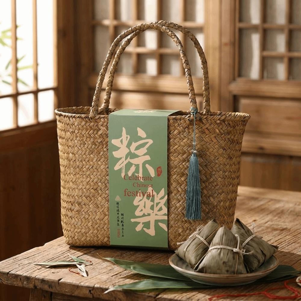 Bamboo Handwoven Storage Basket Chinese Style Gift Box Gift Packaging Handbag  Mid Autumn Festival