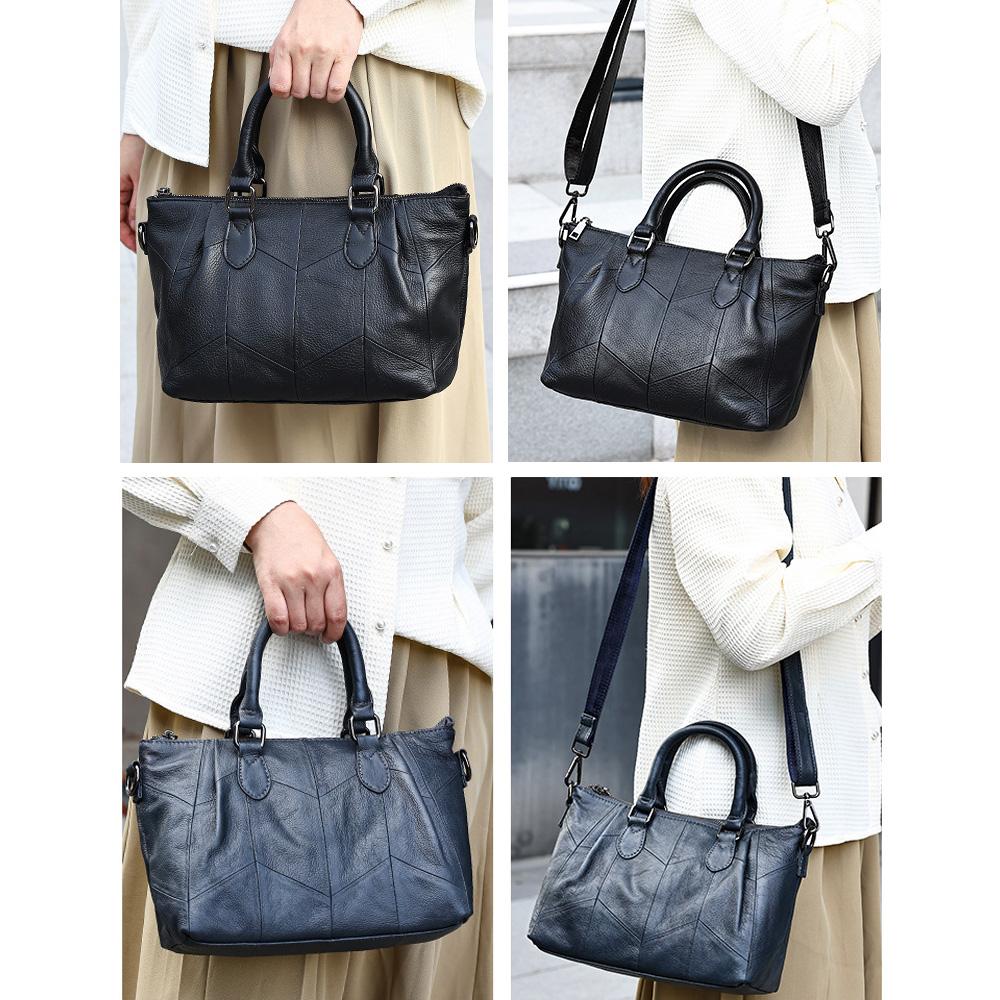 Women's Genuine Leather Handbags Large Casual Totes Luxury Brand Design Purses Lady Shoulder Crossbody Bags Solid Color Hand Bag
