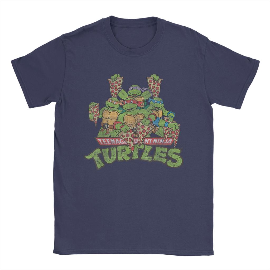 Ninja Turtles Multiple Smiles Slices T Shirt for Men Cotton Cool TShirts Tee Shirt Short Sleeve Clothing 4XL 5XL 6XL