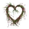 Valentine Heart Shaped Wreath Artificial Red Berries Rattan Wreath for Front Door Window Home Decor
