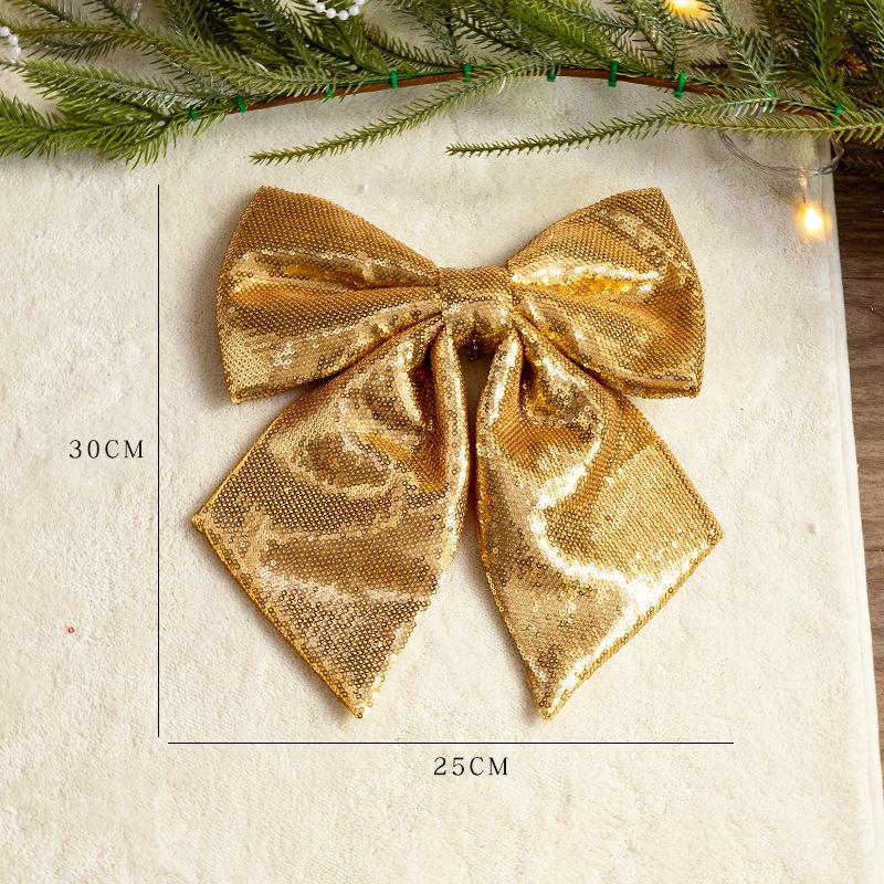 Large Pink and Gold Glitter Christmas Bow Ornament