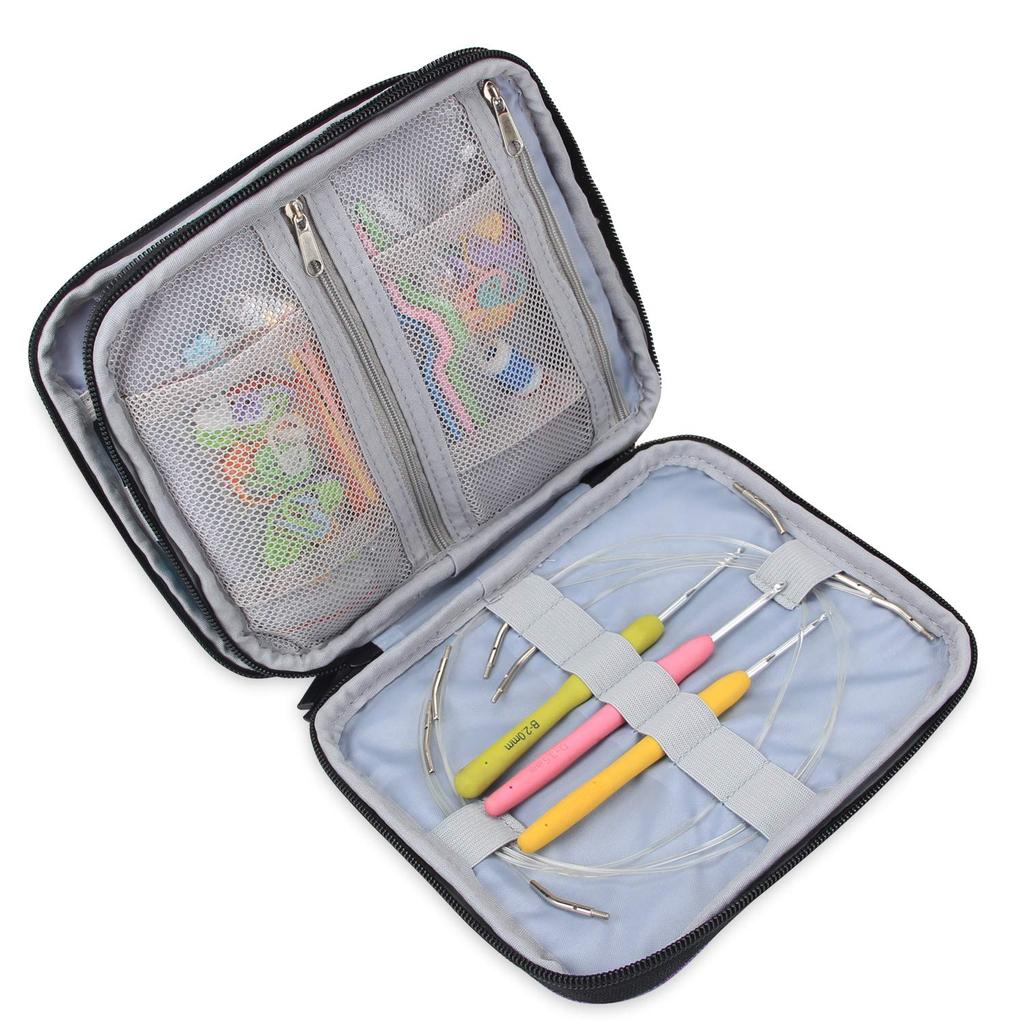 Teamoy Affordable Knitting Needle Storage Case for Crochet Lace Interchangeable Circular and Knitting Gift Included Not Blue Hooks, Hooks, Hooks,