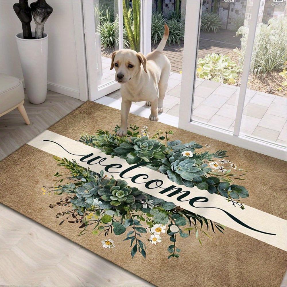 Large Succulent Green Plants Print Doormat Non Slip Washable Entrance Welcome Mat Indoor Outdoor High Traffic Home Decor 1PC