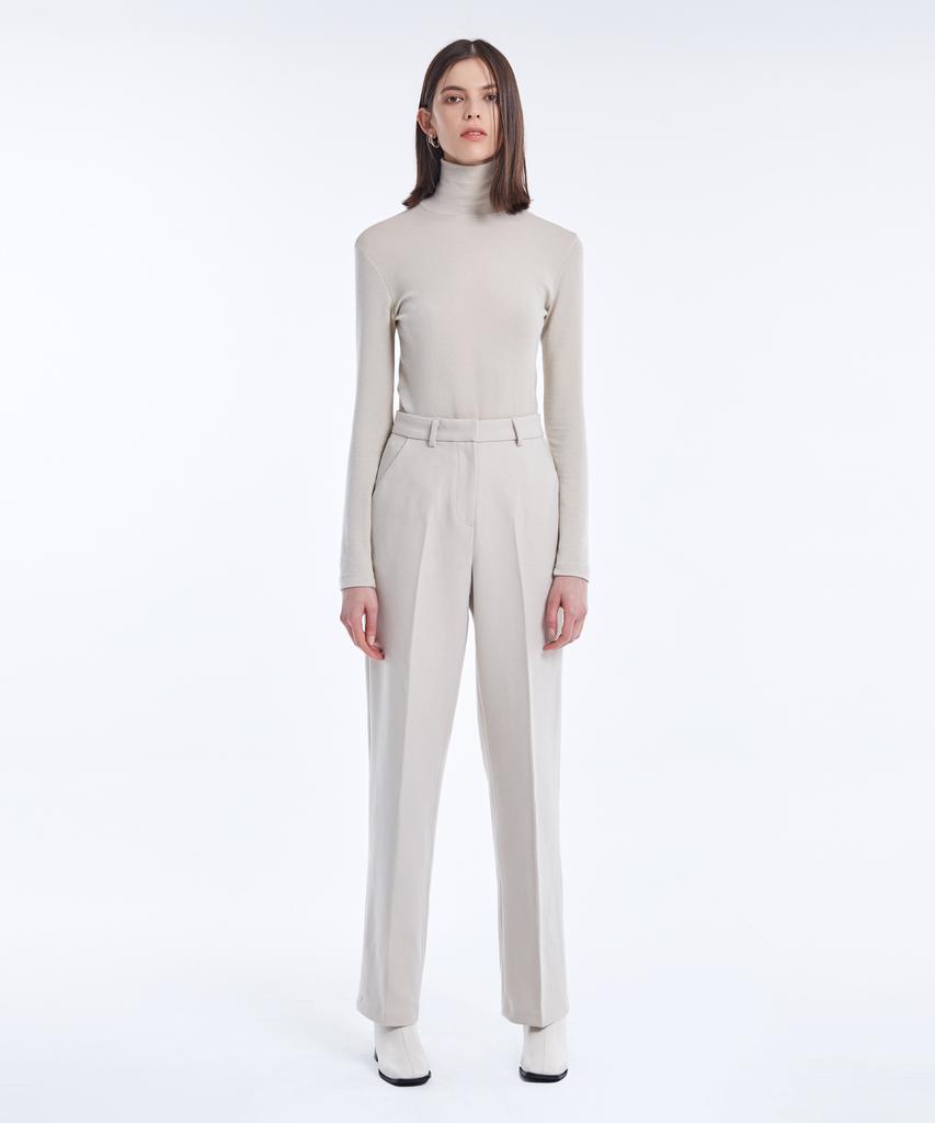 NEBELEVERYWEAR Straight Wool Pant_Light Beige
