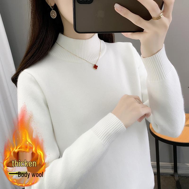 2025 Women's Plus Velvet Knit Base Layer Sweater - Autumn/Winter Thickened One-Piece Top