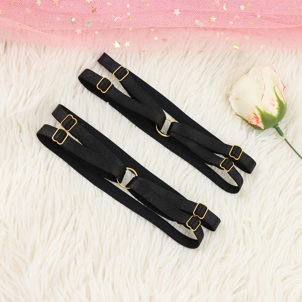 2 pezzi Reggicalze Neri Elastici da Donna con Cinghie Incrociate Regolabili Stile Punk Gotico Fasce Elastiche per Gambe per Feste Matrimoni