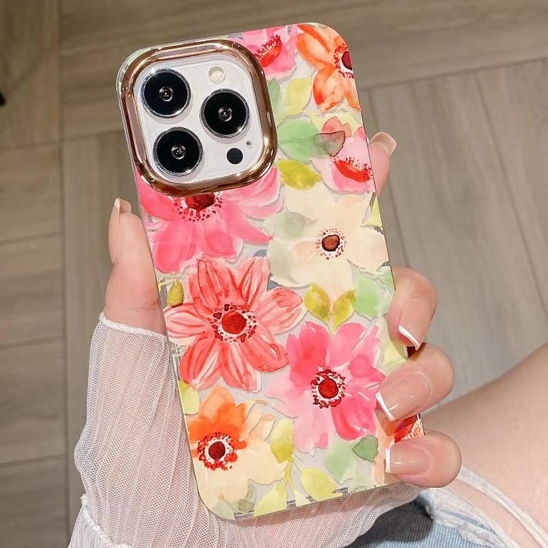 Fashion Flowers Transparent Phone Case For Iphone 11 12 13 14 Pro Max Plus Shockproof Bumper Back Cover