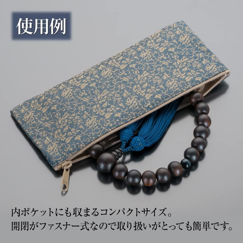 Altar Shop Takita Prayer Beads for Striped Ebony 2 Blue Tiger Eye 22 Pure Silk Beads Bag Kyoto Prayer Beads That Can Be Used by All Certificate