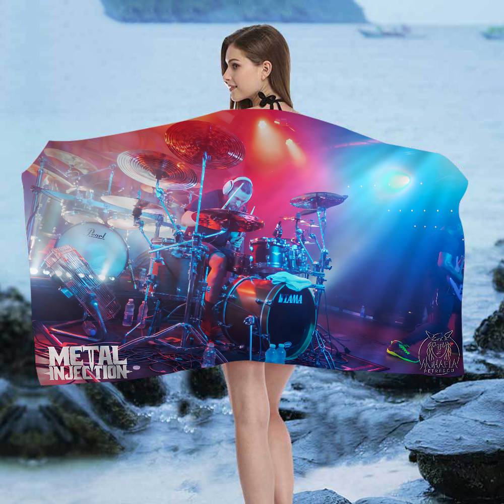 Metal Band E-Entheos Bath Towel Microfiber Soft Water Absorbing Breathable For Girl Kids Decorative Cartoon Beach Towel