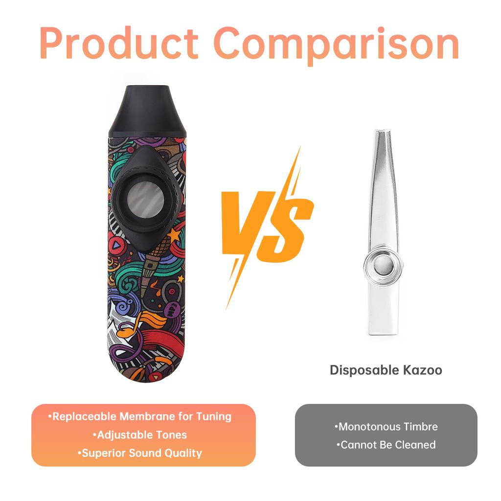 Professional Adjustable Tone Kazoo 5 Membranes Lanyard All Ages Unique Gifts Great Sound