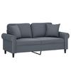 2 Seater Sofa with Decorative Cushions Dark Grey 140 Cm Velvet