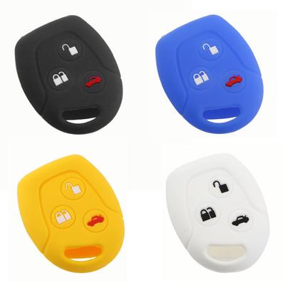 3 Knapper Bilnøkkelveske Deksel Fjernkontrollholder Fob Silikon For Ford MONDEO FIESTA FOCUS C-MAX S-MAX TRANSIT KA GALAXY