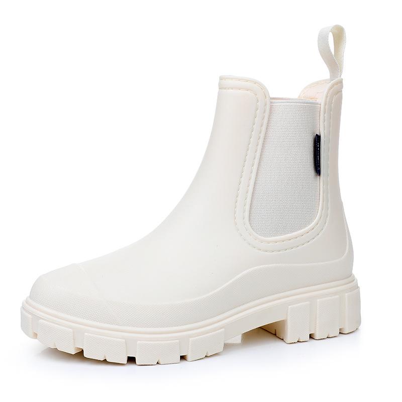 Women's Fashion Ankle Rain Boots: Elastic Chelsea, Non-Slip, Waterproof Waders