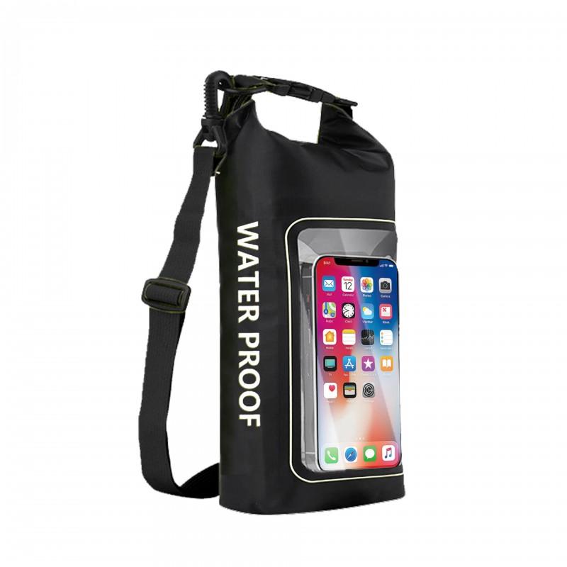 2L Waterproof PVC Dry Bag Kayaking Swimming Hiking Camping Outdoor Travel Shoulder Crossbody Phone Pouch 2L - Single Shoulder чёрный