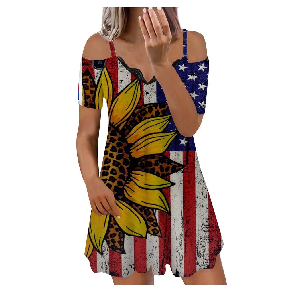 Women's Dress Casual Independent Day Print Skirt Sundress