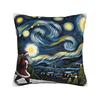 Mini Schnauzer Dog Van Gogh Starry Night Pillowcase Polyester Cushion Cover Decorations  Pillow Case Cover Sofa Square cm