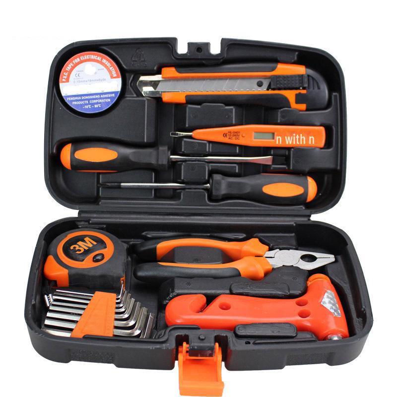 Household Hardware Tool Set: Electric & Impact Drill Combo with Toolbox for Vehicle Repair