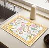 Korean-Style Kitchen Floor Mat Floral Diatomaceous Earth Runner Bathroom Absorbent Non-Slip Foot Mat Home Decor