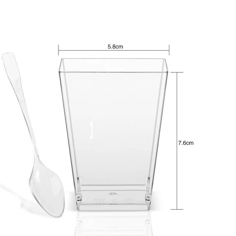 

50 шт. одноразовая пластиковая чашка для мусса, чашка в форме лестницы, чашка для пудинга, чашка для десерта, торта, закуска, желе, йогурт, мусс, чашка для выпечки 50PCS-with spoons