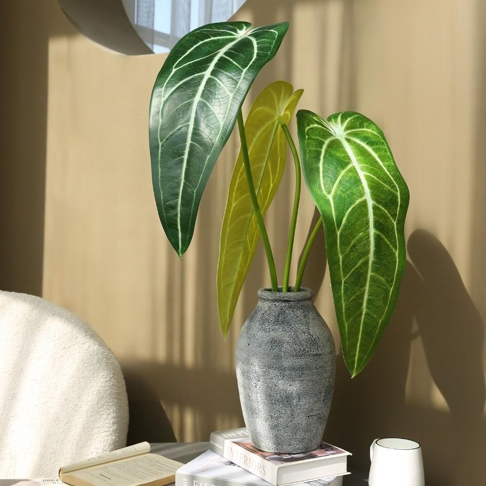 Plastic Crane King Fern Leaf Lifelike Banana Leaf Artificial Arrowroot Leaf  Home Decor