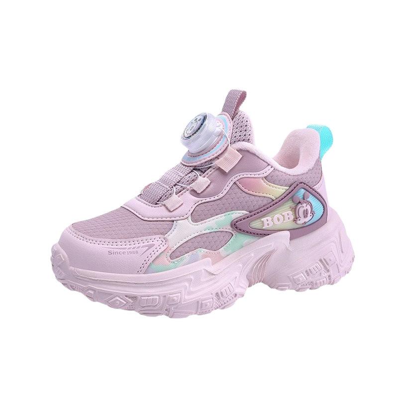 Babu bean girls shoes 2025 winter new children's leather velvet warm two cotton sports shoes girls dad shoes