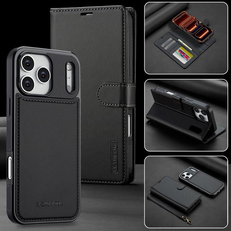 Für iPhone 17 Pro Max Brieftaschenhülle Luxuriöses Magnetisches PU-Leder Kartenfächer Klappbarer Handyhalter Abdeckung Für iPhone 16 15 14 13 Pro Max 12 11 Air