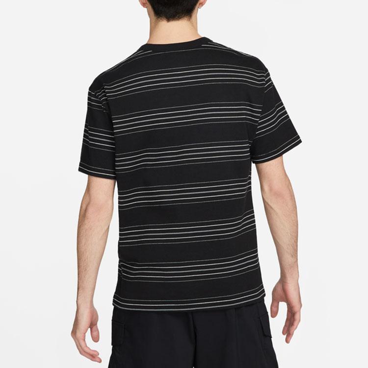 Nike Logo Stripe Round Neck Breathable Casual Sport Short Sleeve Drop Shoulder T-Shirt Men Tops Black DQ1117-010