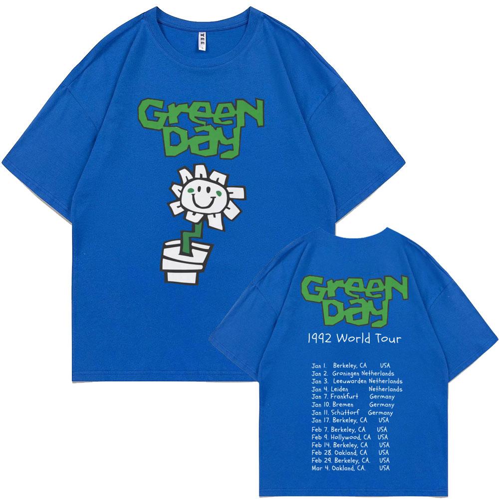 Najlepšia slávna punková kapela Green Day 1992 Svetové turné Pánske tričká Vintage Gotické rockové tričko Pánske Bavlnené Ležérne Nadrozmerné tričká
