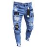 Pantaloni da uomo in denim bianco di fascia alta da uomo Jeans slim neri alla moda strappati