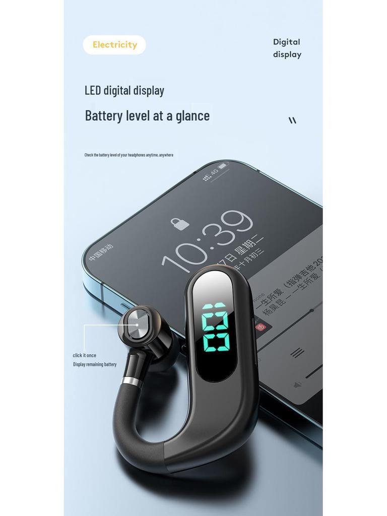 2025 Bluetooth Ear-hook Earphones: Large Battery, Super Long Life, Digital Display, for Huawei, Apple, Android