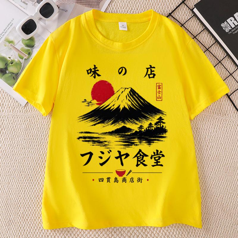 Mount Fuji Japanese TShirt for Unisex Tokyo Aesthetic Tee Unisex Japanese Streetwear Short Sleeve Printed Tshirts