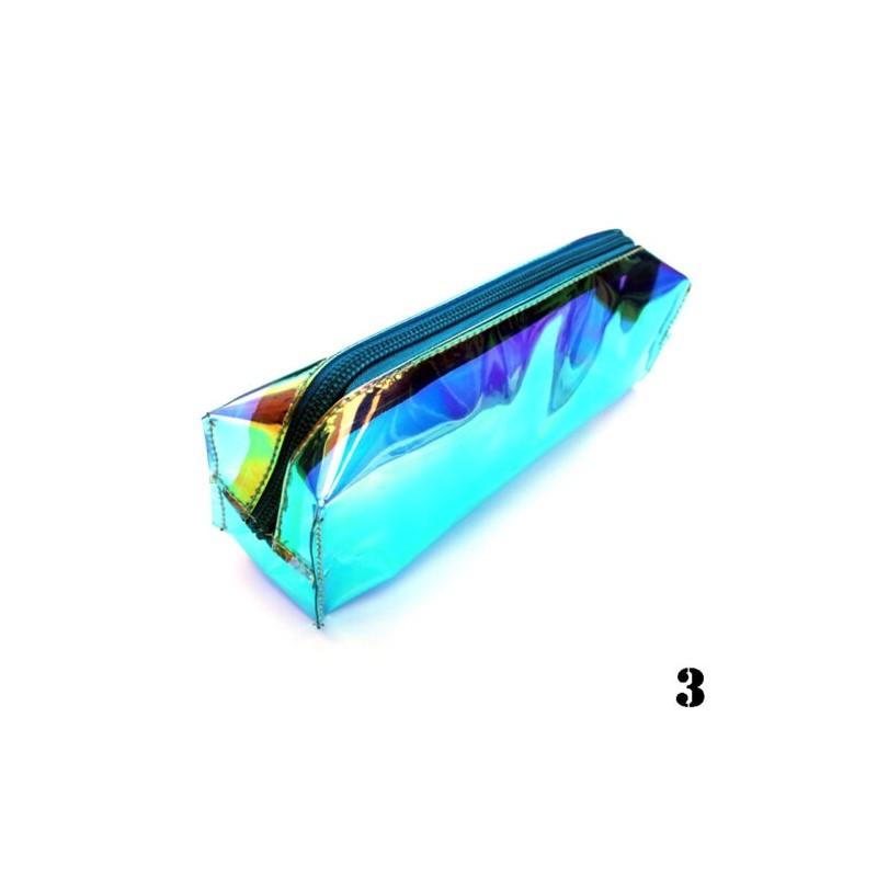 Laser Rainbow Transparent Pvc Pencil Case With Zipper Closure For Travel And Office Organization
