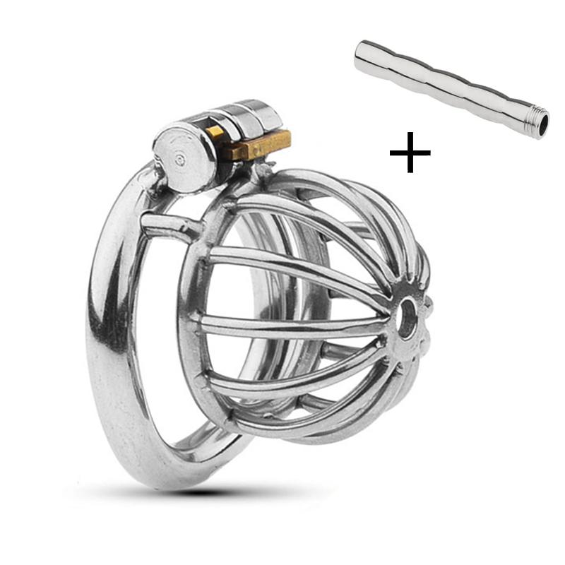 New Metal Chastity Cage Male 2 Type Cock Cage Penis Ring Masturbation SM Gay Chastity Devices Adult Sex Toys For Men