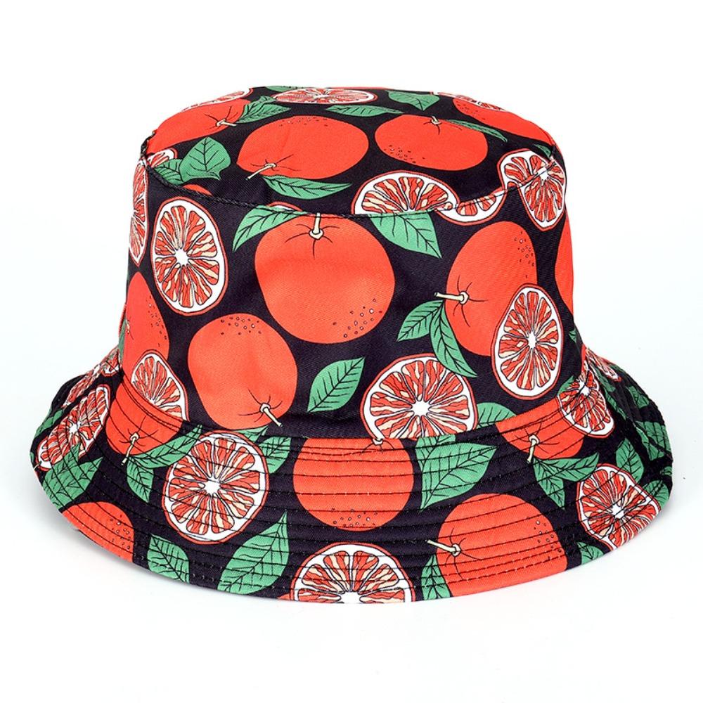 Fruit Pattern Fisherman Hat Double-Sided Panama Hat Leisure Style Beach Hat for Men Women