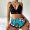Leopard Print Sex Underwear Sexy Lace Suspender Pattern Shorts Charm Simulation Silk Set