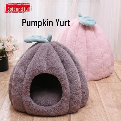 All-Season Washable Cat Bed: Cozy, Detachable, Warm, Pumpkin-Shaped House for Pets