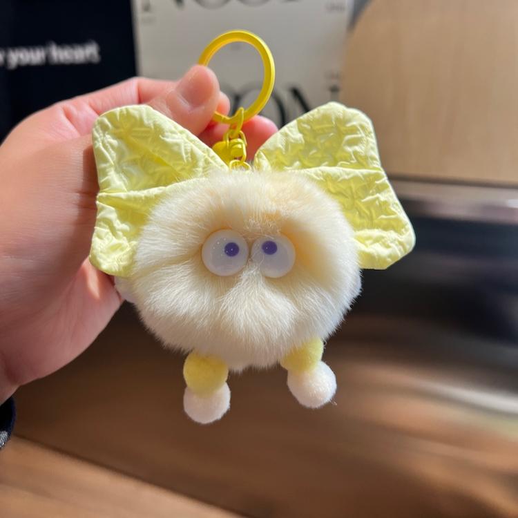 

Милый брелок-подвеска для ключей от машины в виде маленького угольного шарика из натурального кроличьего меха, мультяшный, высококачественный помпон, подвеска для сумки, интернет-знаменитость