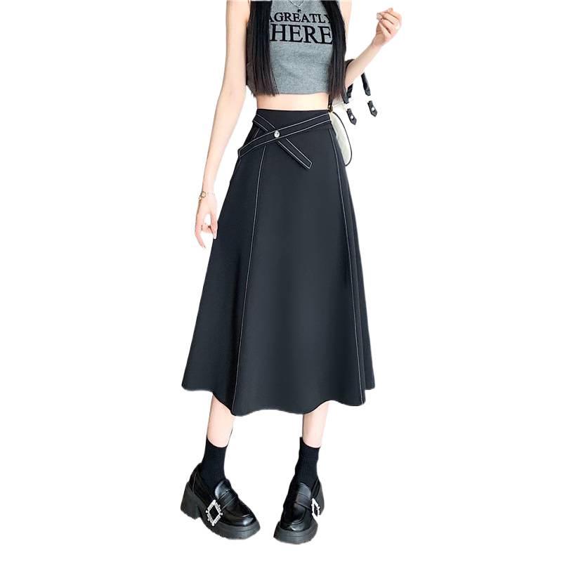 Plus Size High-Waisted A-Line Midi Skirt - New Style, Hip-Covering, Slimming Umbrella Design for Women