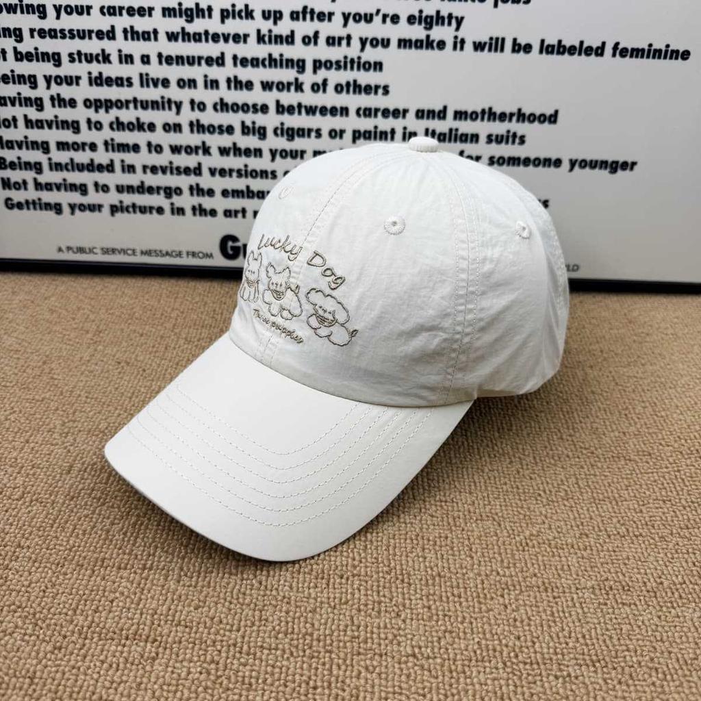 Thin quick-drying baseball cap male cute puppy embroidered sunscreen soft top hat female outdoor commuter sunshade cap